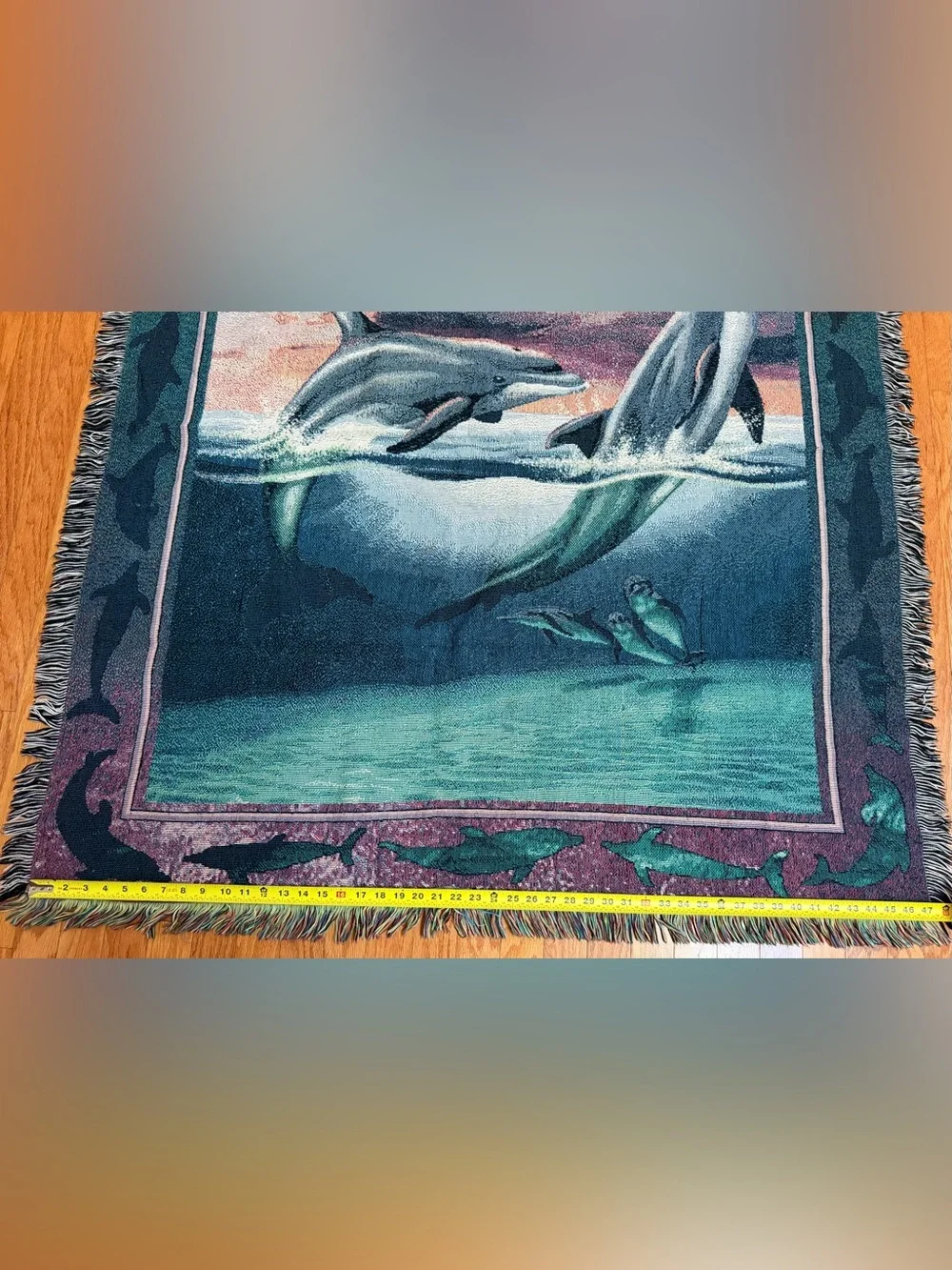 Vintage Dolphin Tapestry Throw Blanket